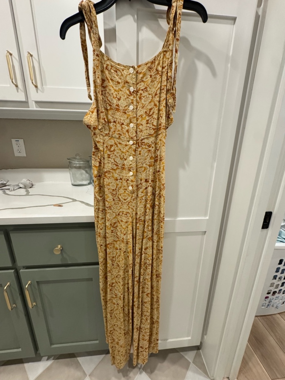 Free People Yellow Floral Wide Leg Jumpsuit